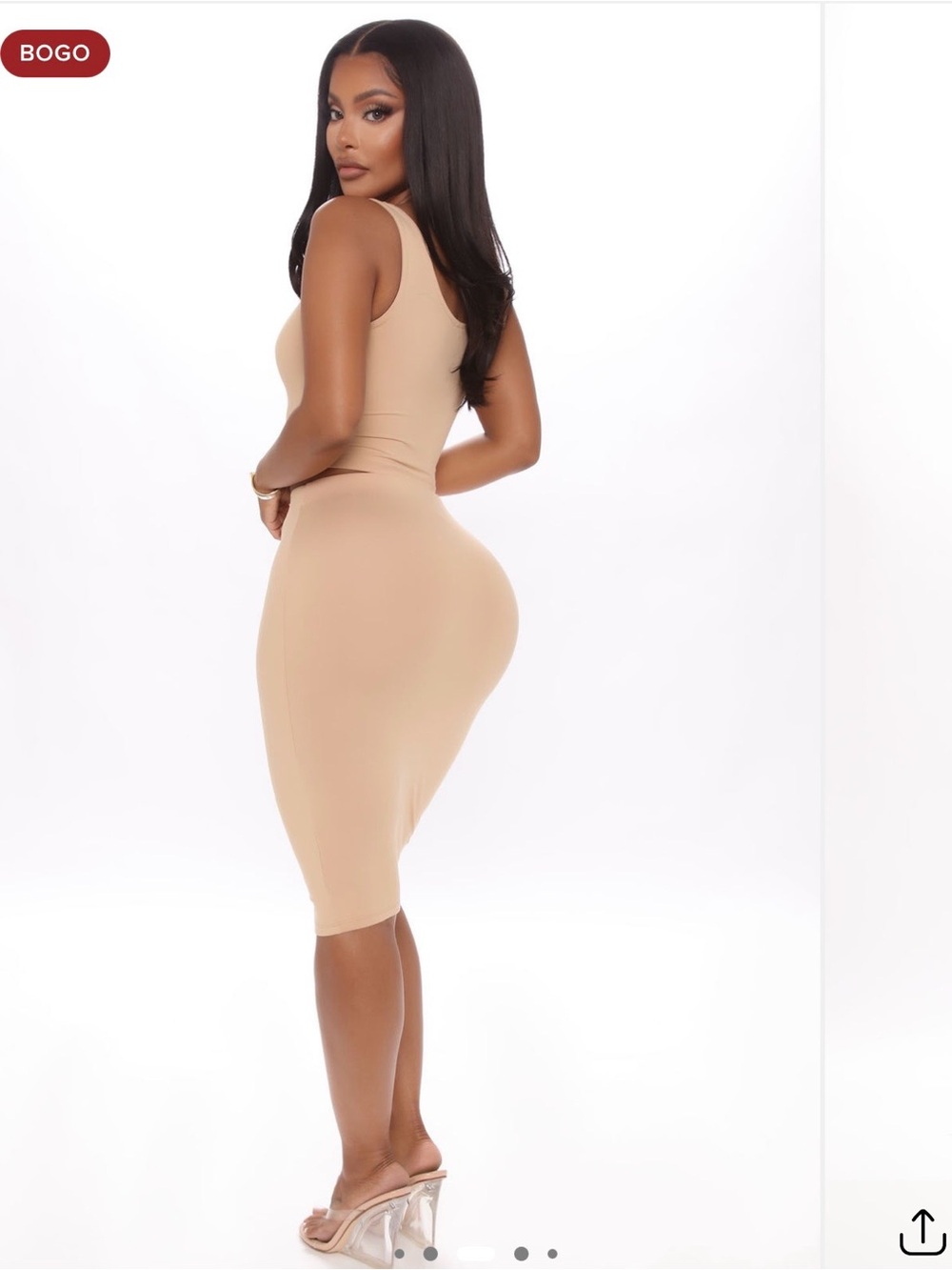 Sleeveless Bodycon Midi Dress - Nude